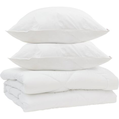 Couette avec oreiller 3 pcs Blanc Microfibre (1/5)