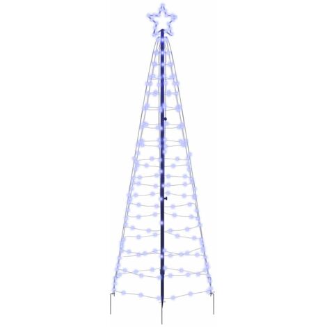 Arbre de Noël  Sapin de Noël LED avec piquets au sol Bleu 250 cm Fer (1/5)