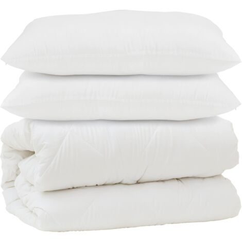 Couette avec oreiller 3 pcs Blanc Microfibre (1/5)