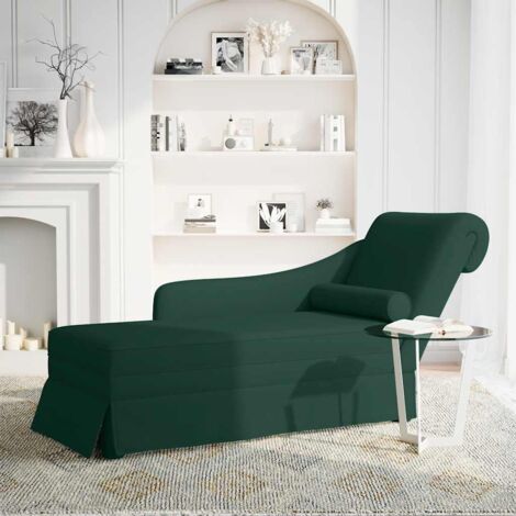 Fauteuil relax Fauteuil long et traversin accoudoir droit vert foncé velours (1/5)