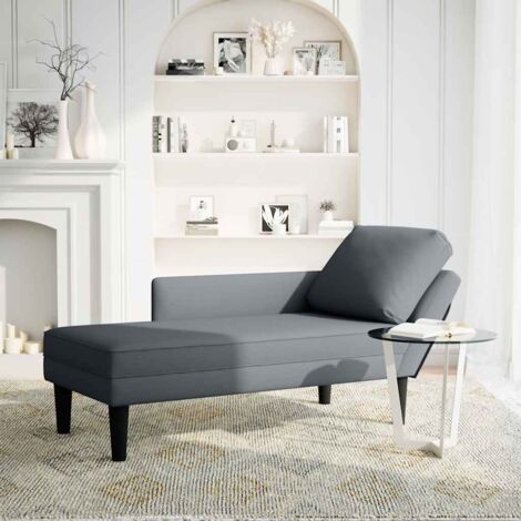 Fauteuil relax Fauteuil long et coussin et accoudoir droit gris foncé velours (1/5)