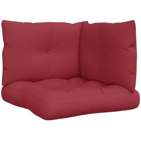 Coussins de palette lot de 3 rouge bordeaux tissu (1/5)