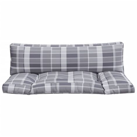 Coussins de palette 2 pcs carreaux gris tissu (1/5)