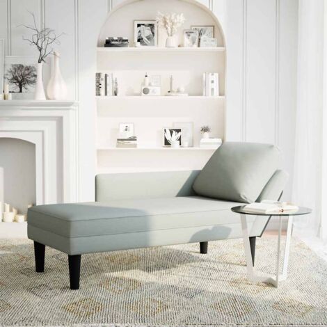 Fauteuil relax Fauteuil long et coussin et accoudoir droit gris clair velours (1/5)