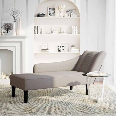 Fauteuil relax Fauteuil long avec accoudoir droit taupe tissu (1/5)
