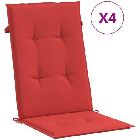Coussins de chaise de jardin dossier haut lot de 4 rouge tissu (1/5)