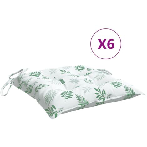 Coussins de chaise lot de 6 à motif de feuilles 50x50x7 cm (1/5)