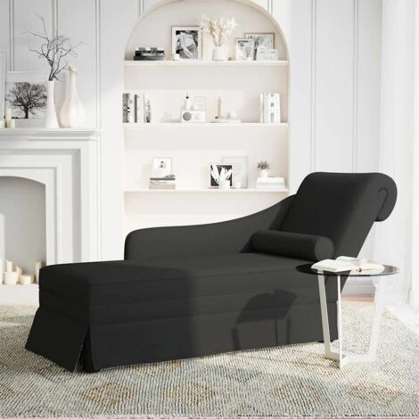 Fauteuil relax Fauteuil long avec traversin et accoudoir droit noir velours (1/5)