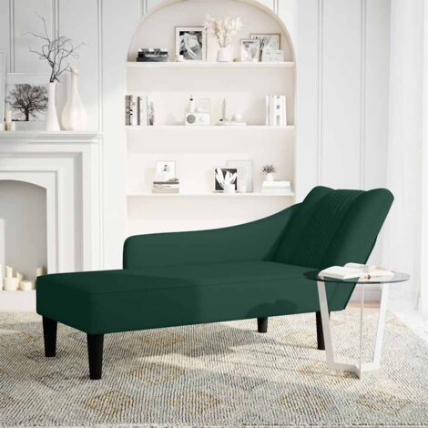 Fauteuil relax Fauteuil long avec accoudoir droit vert foncé velours (1/5)