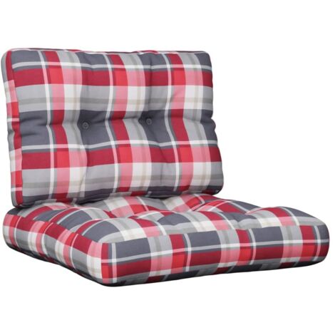Coussins de palette lot de 2 motif à carreaux rouge tissu (1/5)