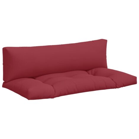 Coussins de palette lot de 2 rouge bordeaux tissu (1/5)