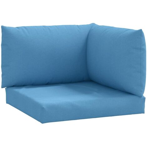 Coussins de palette lot de 3 bleu mélangé tissu (1/5)