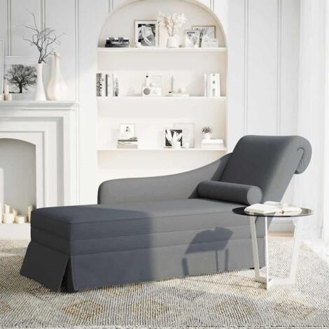 Fauteuil relax Fauteuil long et traversin accoudoir droit gris foncé velours (1/5)