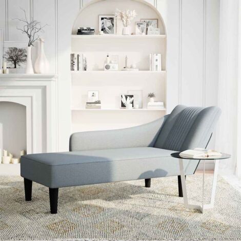 Fauteuil relax Fauteuil long avec accoudoir droit gris clair tissu (1/5)