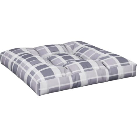 Coussin de palette motif à carreaux gris 70x70x12 cm tissu (1/5)