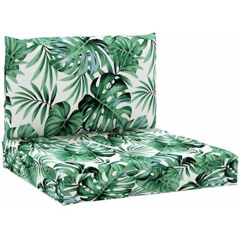 Coussins de palette lot de 2 motif de feuilles tissu (1/5)