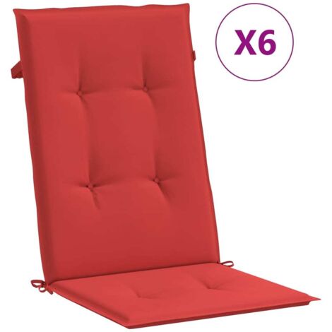 Coussins de chaise de jardin dossier haut lot de 6 rouge tissu (1/5)