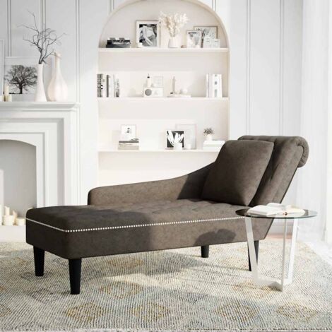 Fauteuil relax Fauteuil long et coussin/accoudoir droit gris foncé similicuir (1/5)
