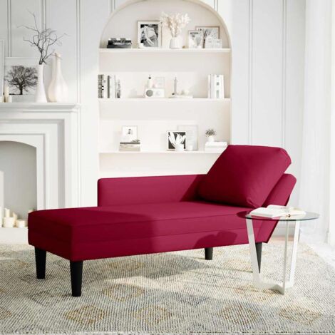 Fauteuil relax Fauteuil long avec coussin et accoudoir droit rouge bordeaux (1/5)