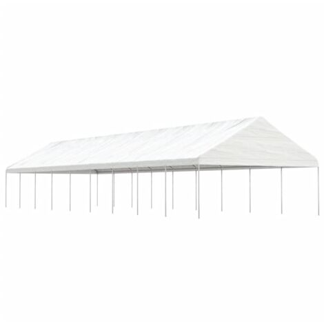 Belvédère avec toit, Belvédère de barbecue, Tonnelle et Pergola de jardin blanc 20,07x5,88x3,75 m polyéthylène NKK56260 (1/5)