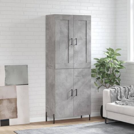 Buffet haut, Meuble de Rangement, Armoire de Cuisine Gris béton 69,5x34x180 cm Bois d'ingénierie NKK29391 (1/5)