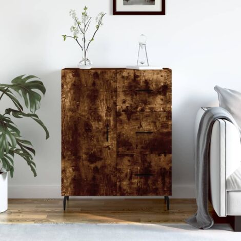 Buffet bas,Buffet Commode industriel chêne fumé 69,5x34x90 cm bois d'ingénierie -QS19686 (1/5)