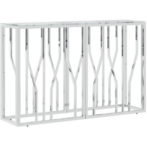 Table console Table d'appoint design industriel - 110x30x70 cm acier inoxydable et verre BV92534 (1/5)