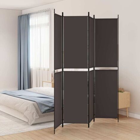 Cloison de séparation 4 panneaux, Paravent sur Pied, Séparation de pièce, Cloison mur écran Marron 200x220 cm Tissu GHJ53002 (1/5)
