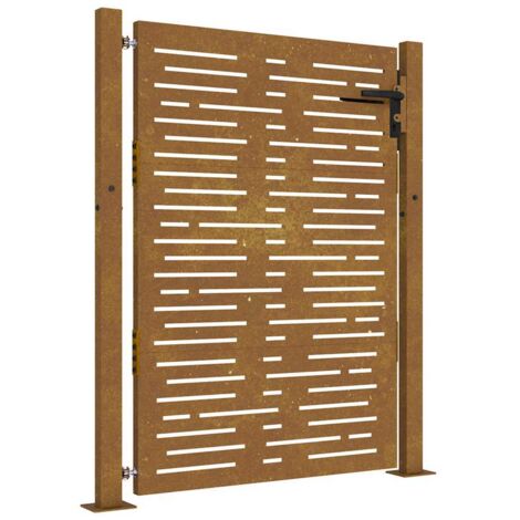 Portail de jardin 100x125 cm en acier Corten, design carré (1/5)
