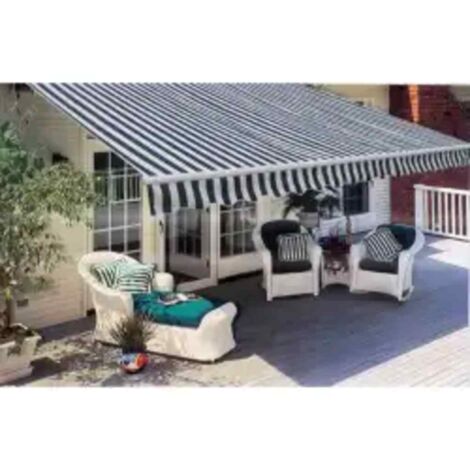Auvent pliable motorisé 600 cm Bleu/blanc (1/5)