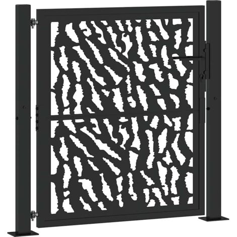 Portail de jardin noir 100x100 cm en acier avec motif de traces (1/5)