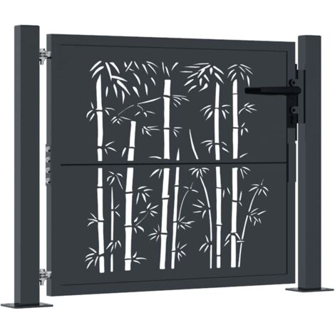 Portail de jardin Anthracite 100x75 cm Acier Design Bambou (1/5)