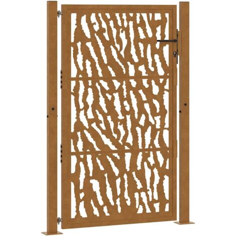 Portail de jardin 100x150 cm en acier patiné avec motif de traces