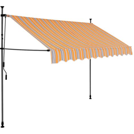 Auvent manuel rétractable avec LED 250 cm Jaune et bleu (1/5)