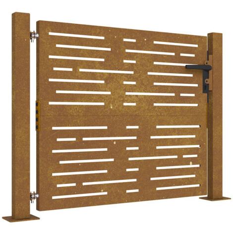 Portail de jardin 100x100 cm en acier Corten, design carré (1/5)