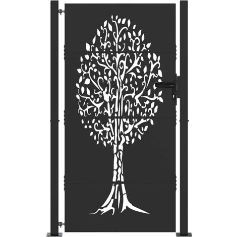 Porte de Jardin Noir 110 x 205 cm Acier peint par poudre (1/5)