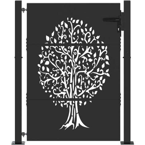 Porte de Jardin Noir 110 x 155 cm Acier peint par poudre (1/5)