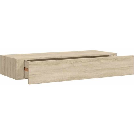 Étagère à tiroir murale Étagère flottante chêne 60x23,5x10 cm MDF (1/5)