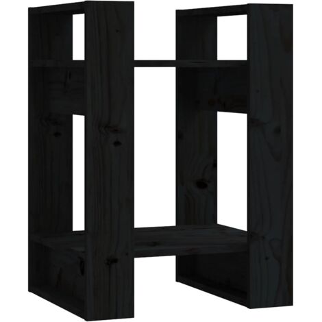 Bibliothèque Armoire à livres/Séparateur de pièce Noir 41x35x57 cm Pin massif (1/5)