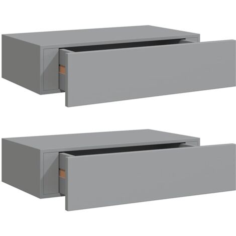 Étagères à tiroirs murales 2 pcs Étagères flottantes gris 40x23,5x10 cm MDF (1/5)