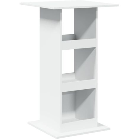 Table de bar avec rangement blanc 60x60x102cm bois d’ingénierie