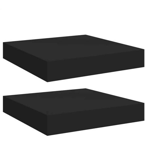 Étagères murales flottantes 2 pcs noir 23x23,5x3,8 cm MDF (1/5)