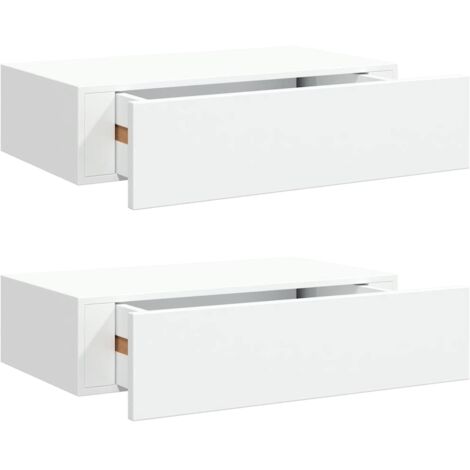 Étagères à tiroirs murales 2 pcs Étagères flottantes Blanc 40x23,5x10 cm MDF (1/5)