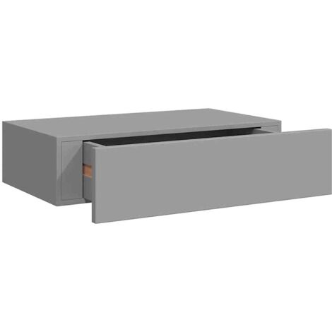 Étagère à tiroir murale Étagère flottante gris 40x23,5x10 cm MDF (1/5)