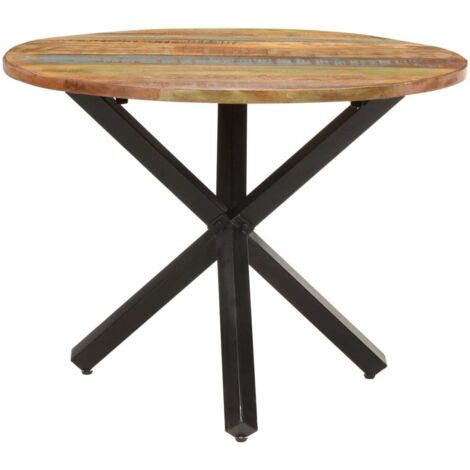 Table à dîne Table de salle à mangerr ronde 100x100x75 cm Bois de récupération massif (1/5)