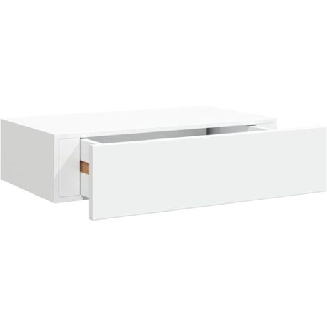 Étagère à tiroir murale Étagère flottante Blanc 40x23,5x10 cm MDF (1/5)