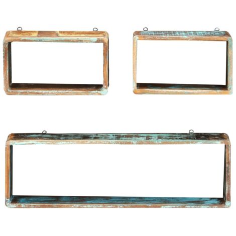 Ensemble d'étagère cube 3 pcs Étagères flottantes Bois solide de récupération (1/5)