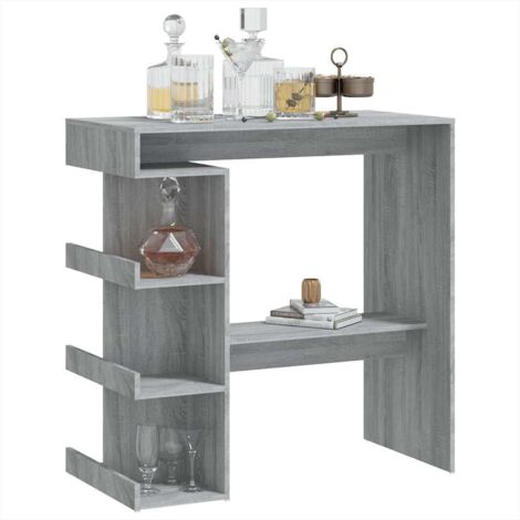 Table de bar et étagère de rangement Sonoma gris 100x50x101,5cm