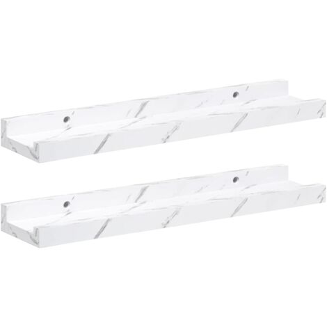 Étagère Murale avec étagère 2 pcs Étagères flottantes Marbre blanc 40 x 9 x 3 cm (1/5)