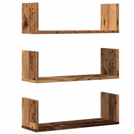 Étagères murales 3 pcs Étagères flottantes vieux bois 58x18x18 cm bois d'ingénierie (1/5)